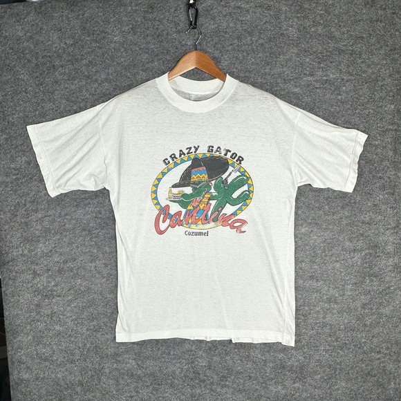 Other - Vintage 80s Single Stitch Tee Crazy Gator Cantina Cozumel T Shirt Men's‎ Large